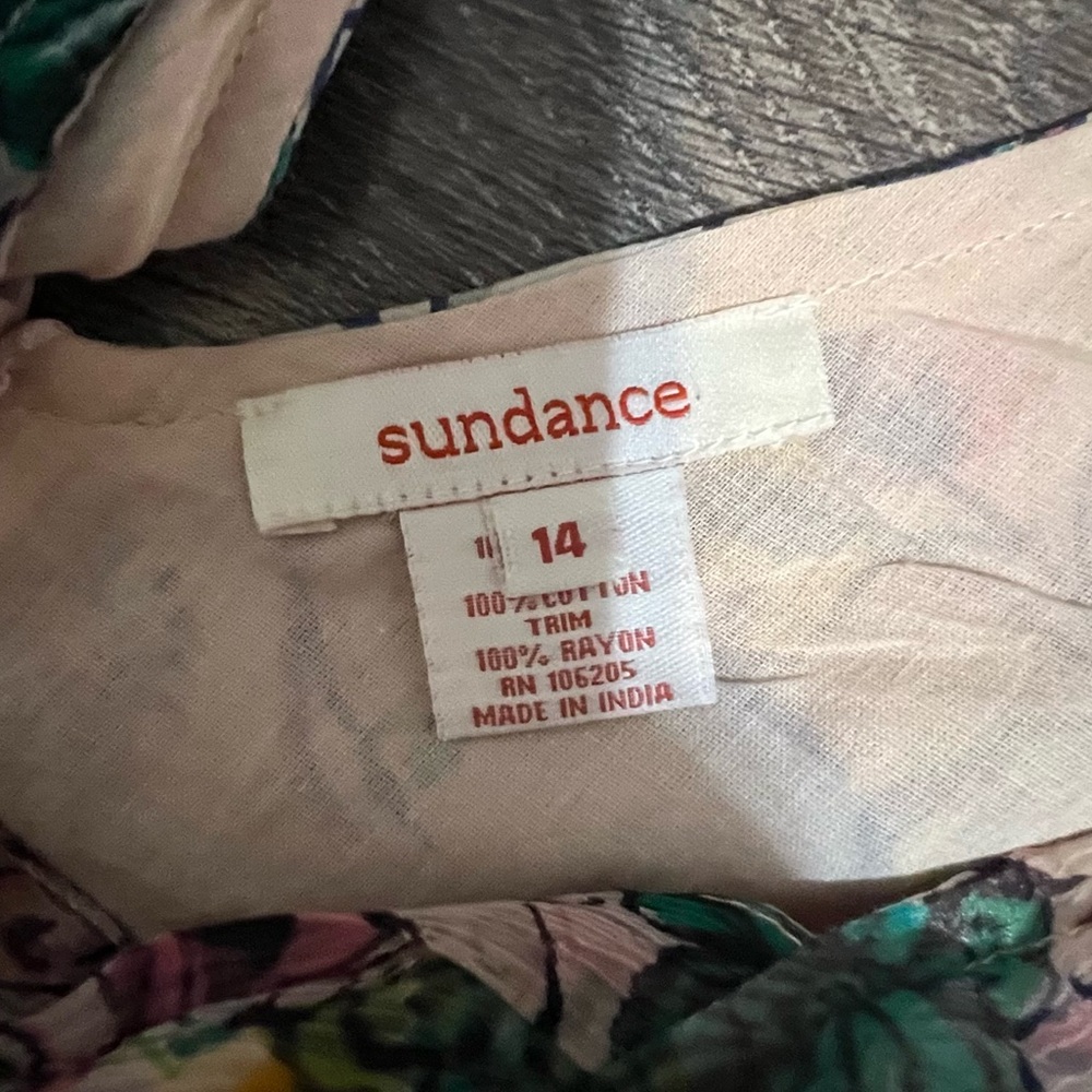 Designer Sundance Floral Silk Lightweight, Flowy Fit and Flare Lined Dress Sz 14 - Picture 9 of 9